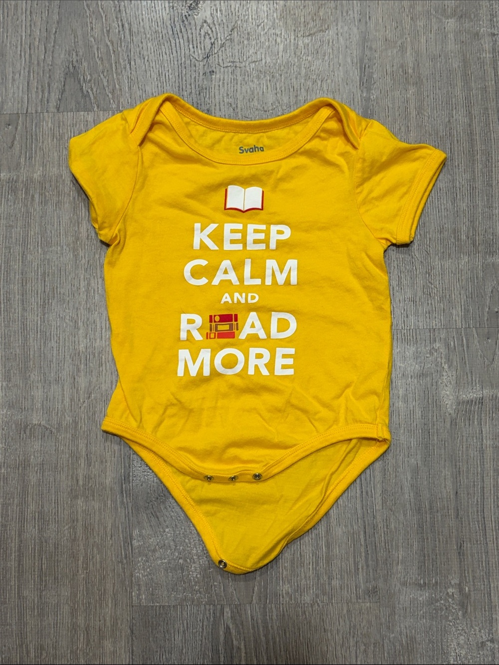 Svaha Yellow "Keep Calm and Read More" Baby Onesie